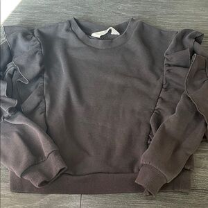 H&M Kids Ruffled Sleeve Sweatshirt in Dark Gray